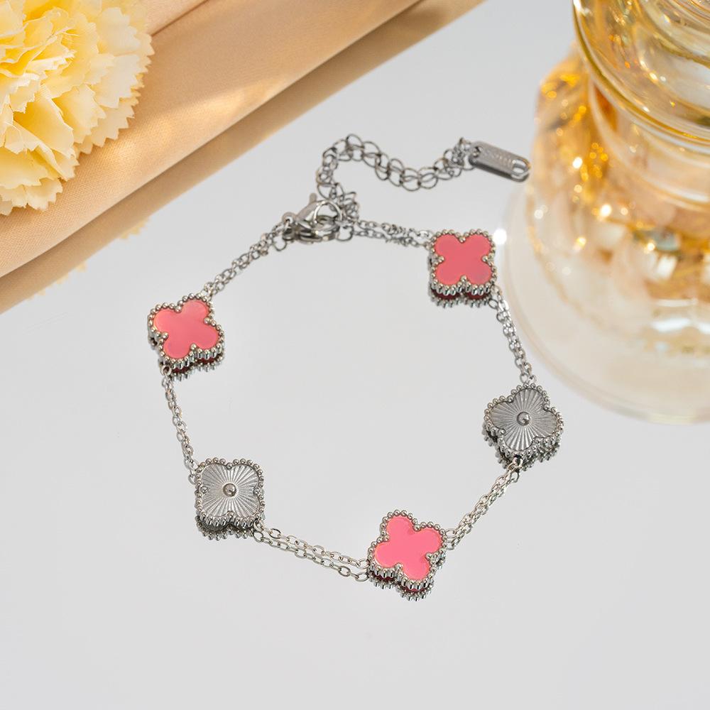 Браслет с четырьмя листами клевера, легкие роскошные ювелирные аксессуары высокого класса