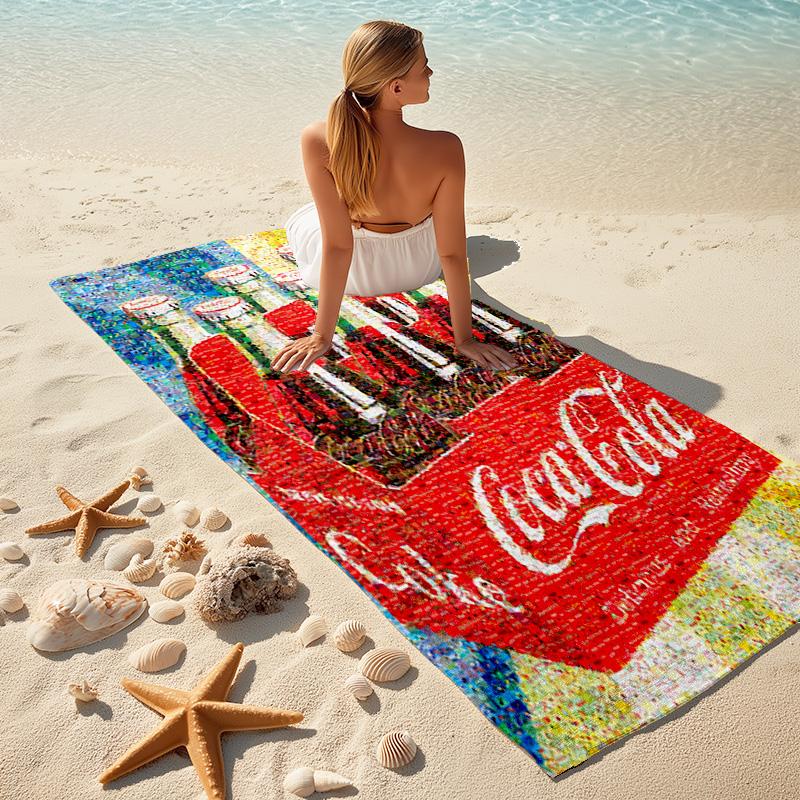 Christmas Gift Halloween Theme Bear Truck Coca Cola beach towel outdoor camping vacation swimming beach towel outdoor absorbent bath towel Y24