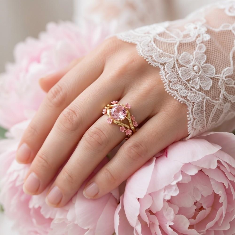 Elegant Flower Crystal Ring Delicate Finger Jewelry Fashion Rhinestone Ring Ladies Jewelry
