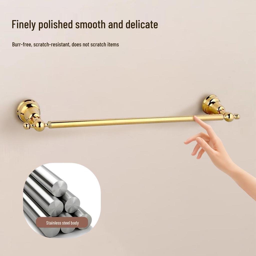 Gold Chrome Plated American Style Towel Rack Set - Retro Bathroom Accessories