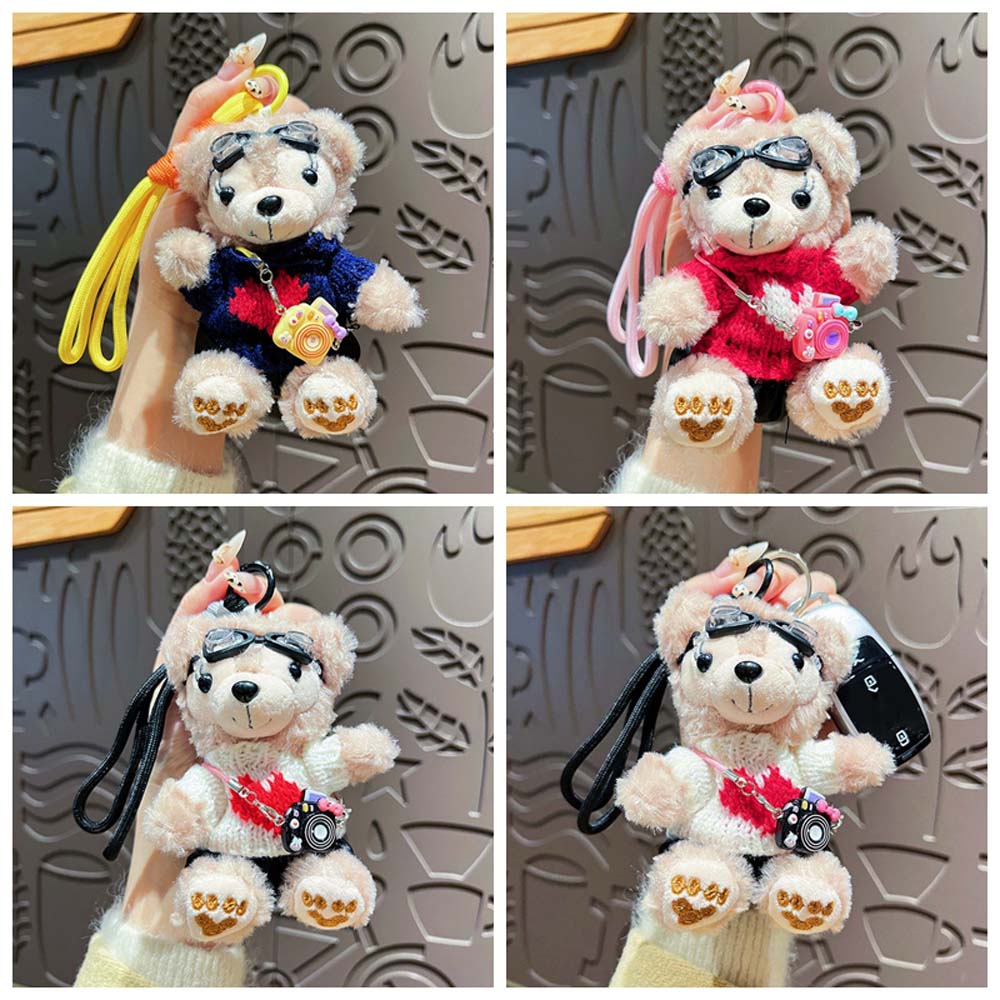 Bag Pendant Pilot Bear Keychain Stuffed Animal Plush Bear Dolls  Decoration