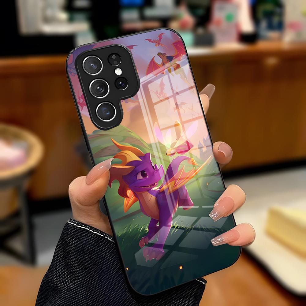 Чехол для телефона D-Dragon Spyro C-Cute для Samsung S26 S25 Plus S20 S20 Plus S22 Ultra S23 FE S21 Plus S21 Ultra Стеклянная крышка
