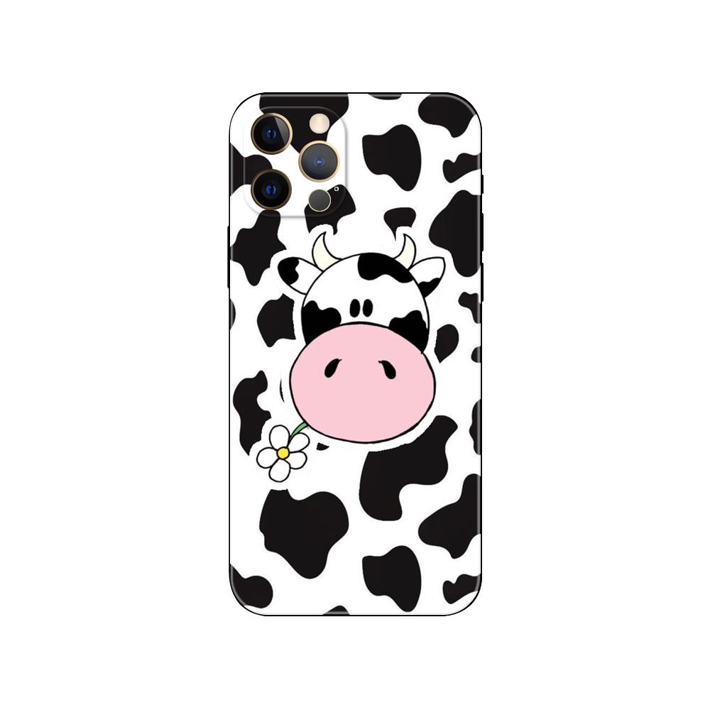 Чехол для телефона с принтом коровы для iphone 14 2020se 6 6s 7 8 plus x 10 XR XS 11 12 13 mini pro MAX черная задняя крышка из ТПУ