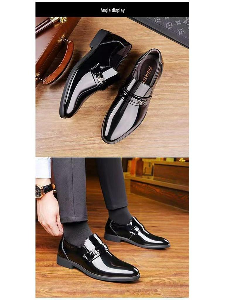 Мужские формальные туфли слипоны из черной кожи - Деловой кэжуал