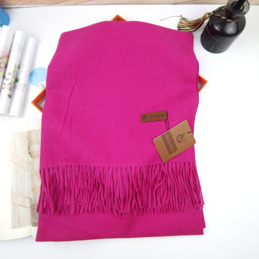Women's winter solid color bright red scarf, plush, soft, thickened shawl, faux cashmere, warm neck warmer, trendy