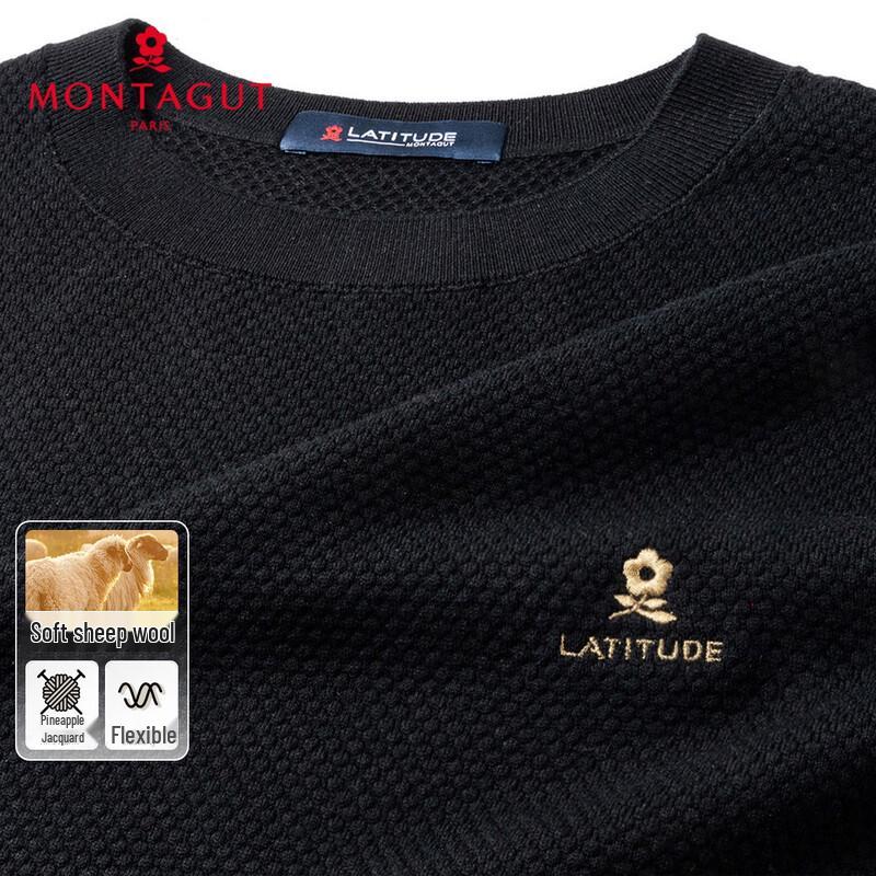 MONTAGUT Men's Crew Neck Wool Blend Sweater