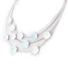NOA [K0163] - Дизайнерское колье "Флора" белый небесно-голубой