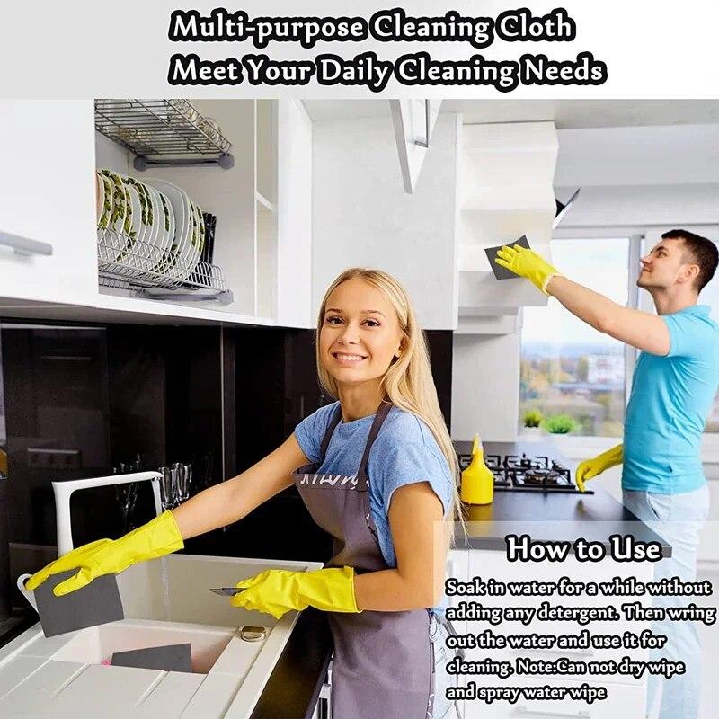10 шт./компл. утолщенная волшебная чистящая ткань без следов и водяных знаков, многоразовая тряпка из микрофибры, быстро очищаемые полотенца, губка для чистки