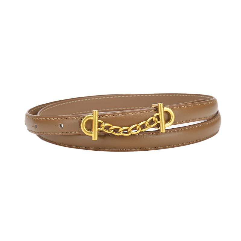 Retro Chain Smooth Buckle Belt For Women, Simple Style Jeans Belt For Women