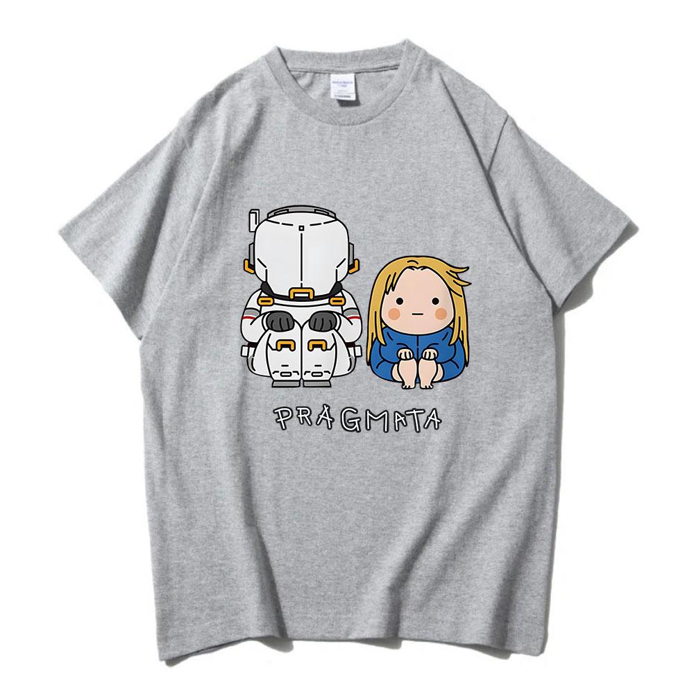 PRAGMATA Hugh Diana Sitting Tshirt Summer Unisex Streetwear Funny Cartoon Graphic Print Merch Short Sleeve Cotton Tee Shirt