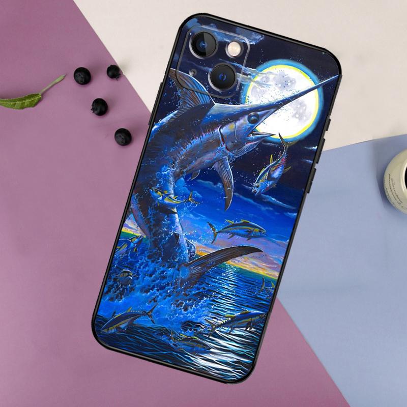 Чехол-картина 'Голубой марлин' для iPhone 16 15 14 13 12 11 Pro Max Plus X XS Max XR 7 8 Чехол Аксессуары
