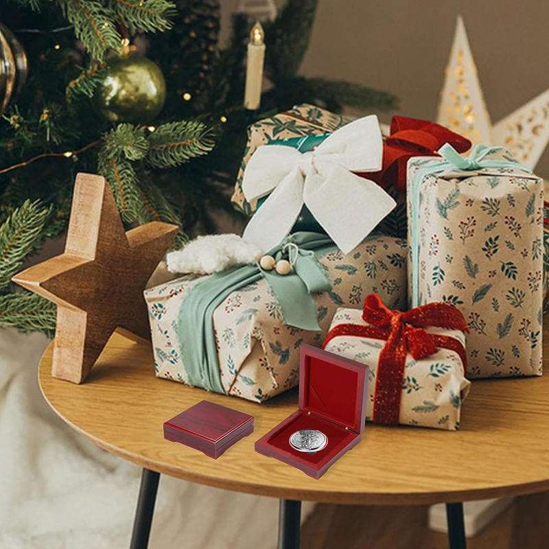 Компактная памятная медаль, деревянная шкатулка для хранения с отделкой под розовое дерево, винтажный кейс для презентации жетона вызова