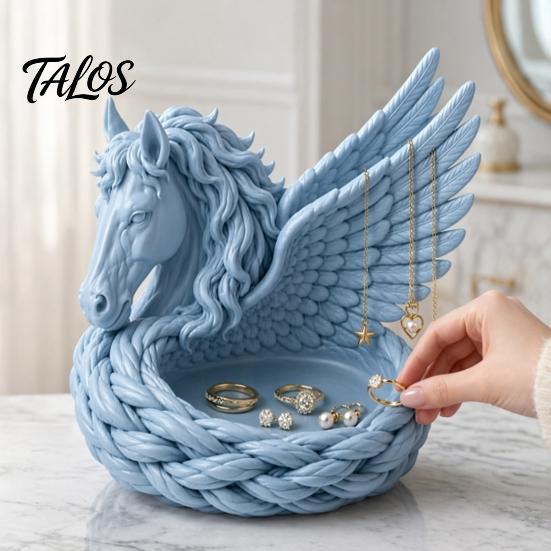 Прихожая Универсальный лоток 3D-печать Пегас Органайзер для украшений Чаша, Крылатый конь Подставка для безделушек Элегантная Маленькая емкость для хранения Чаша-скульптура Настольная