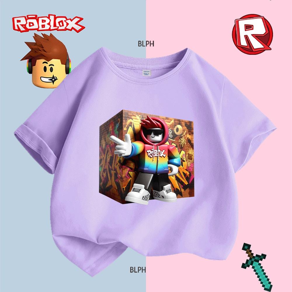 Детская футболка Roblox, яркий дизайн худи, модный повседневный топ для мальчиков и девочек
