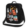 Happy Camper Insulated Lunch Bag Camp Life Portable Thermal Bento Tote Bags with Adjustable Strap for Work Picnic Beach