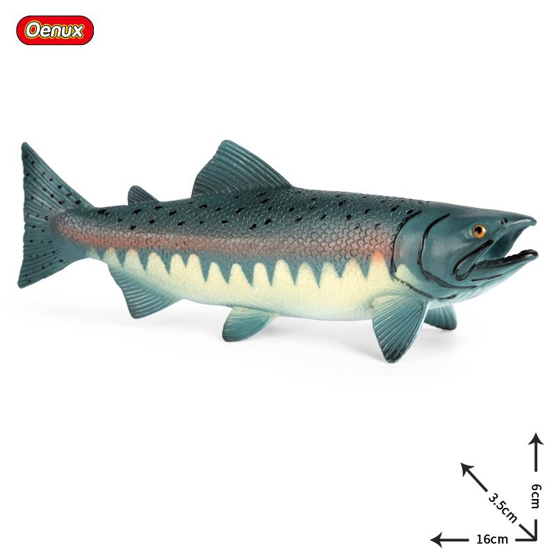 Oenux Модель Морские Животные Фигурки Экшн Океанские Рыбы Парусник Окунь Групер Лосось Фигурки для Аквариума ПВХ Обучающая Детская Игрушка