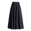 Plaid Drapey A-line Elastic Waist Pleated Midi Skirt - 2025 Winter Slimming Edition