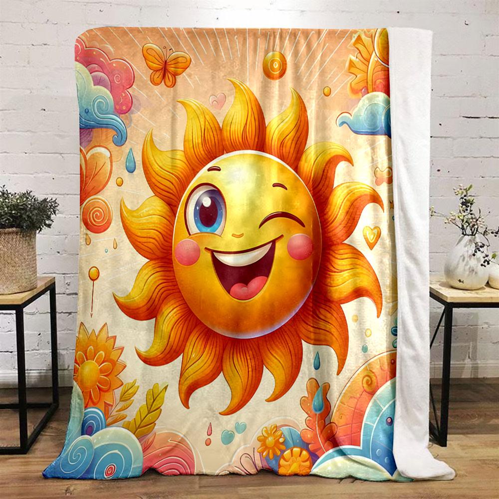 Cheerful Sun and Colorful Clouds print blanket soft and cozy perfect for the living room bed sofa or a nap,gift