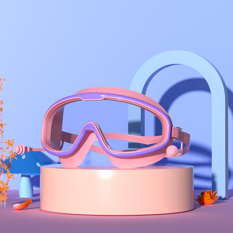 Детские плавательные очки для девочек и мальчиков с большой оправой, водонепроницаемые, противотуманные, HD, прозрачные, для школьников и малышей, плавательные очки