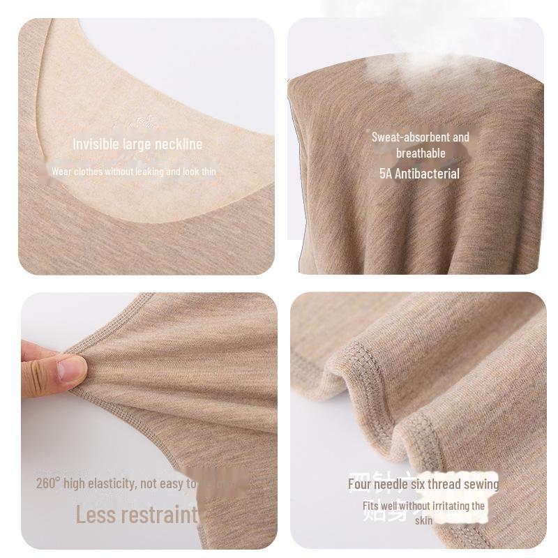 Термобелье унисекс из немецкой шерсти: Бесшовный утепленный жилет из шелка и кашемира, плюс бархат, плотный и теплый для осени и зимы.