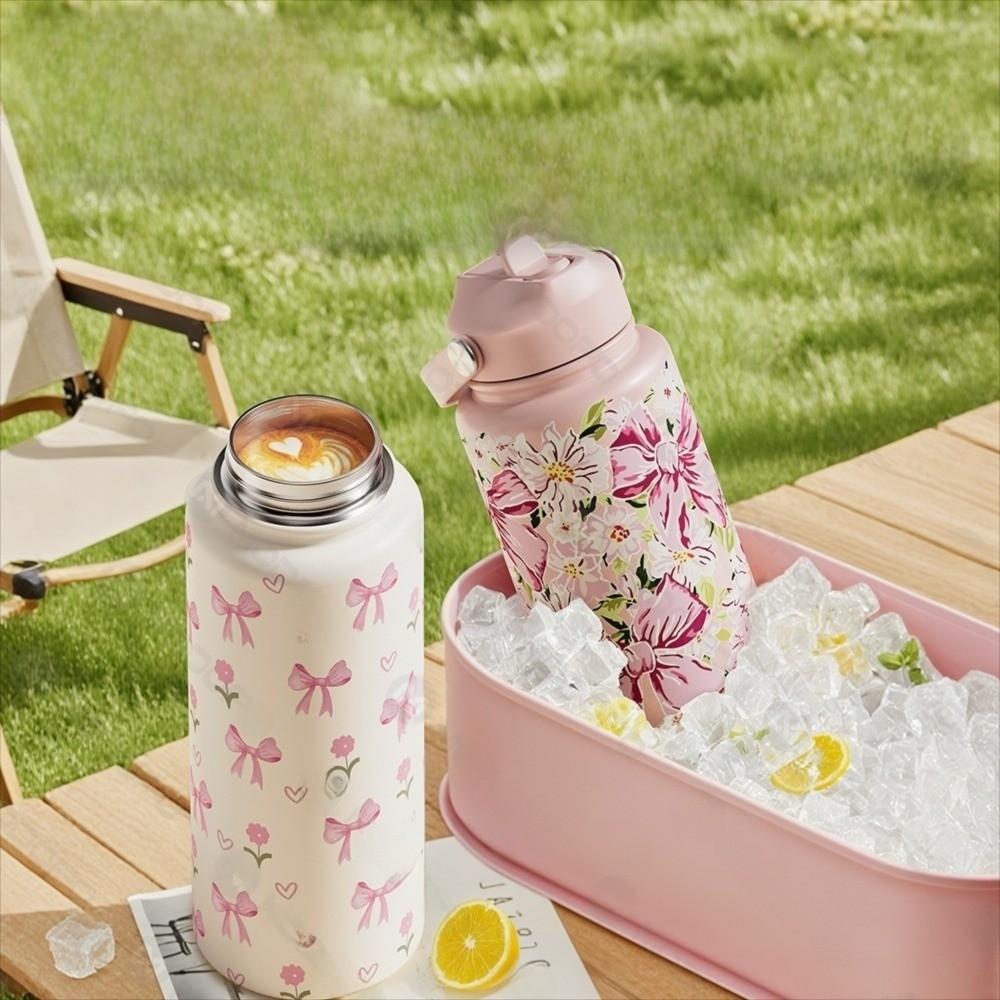 Straw Lid Vacuum Insulation Tumbler 1L Capacity Stainless Steel Tumbler Sports Activities
