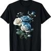 Красивая футболка с букетом синих и белых роз, цветущая, ботаническая