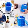 2-In-1 Silicone Blue Ice Cube Maker Circular Portable Ice Cube Mold Ice Tray Large Ice Bucket Suitable for Cold Beer Beverages