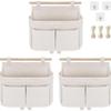 Pack Of 3 Cotton Linen Hanging Storage Bags Multi Purpose Organizers For Home Bathroom Kitchen Easy Installation-Good