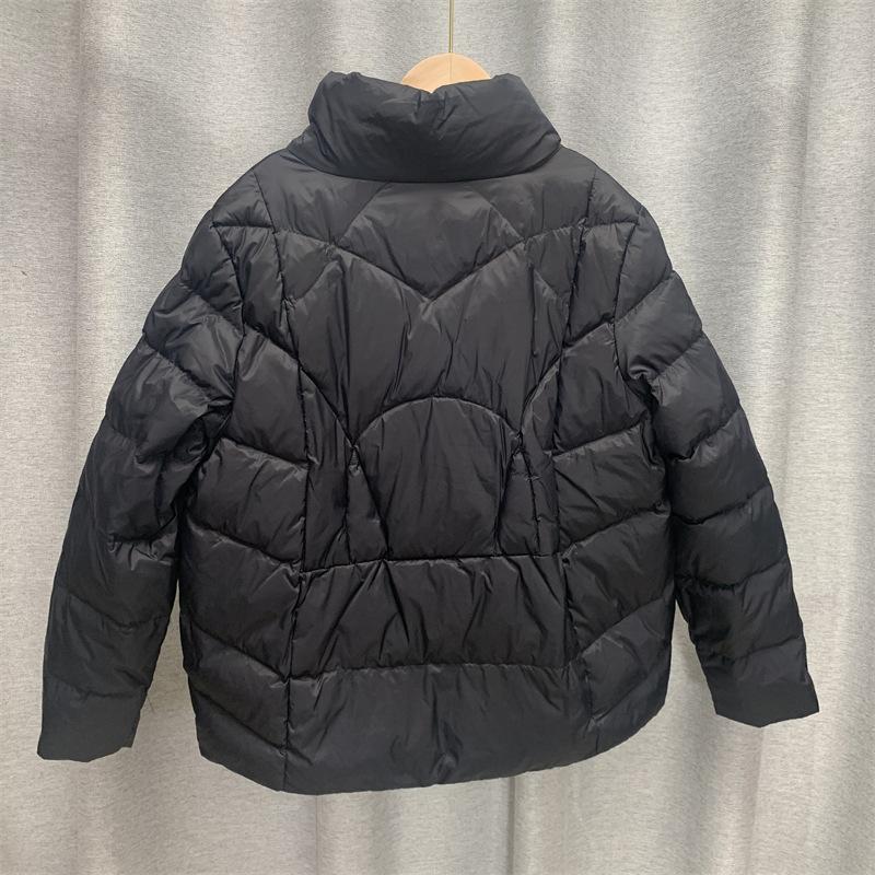 Женская осенне-зимняя куртка на белом утином пуху, стеганая парка с коротким воротником-стойкой и карманом, свободная тонкая однотонная куртка