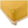Drap Housse - Double Gaze De Coton - 160 X 200 Cm - Jaune - 30 Cm De Bonnet