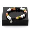 Stones and Minerals. Watermelon Tourmaline Pearl Bracelet + Howlite + Matte Black Onyx 8 Mm. Made In France.