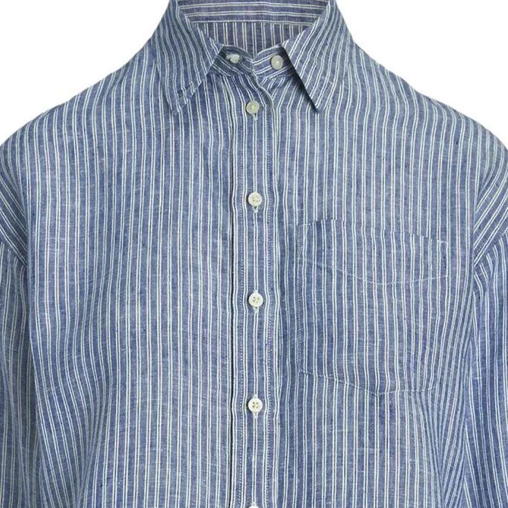 Polo Ralph Lauren Loose Fit Striped Long Sleeve Shirt Women Shirts Blue White 200932628-001