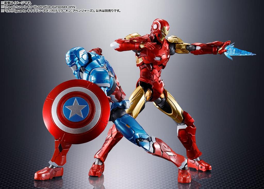TAMASHII NATIONS Captain America On 155mm Painted Movable Figure S.H.Figuarts (Tech Avengers) Approx. PVC&ABS&Diecast