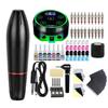 Compelete Tattoo Machine Kit Permanent Makeup Machines Pen Set 7 Colors Pigment Ink with AURORA Power Supply Accessories Cartridge Needles