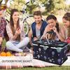 Picnic bag, picnic basket, cooler basket, picnic box, 30L large capacity, insulated shopping bag, keeps food cool and warm, insulated, easy to clean,