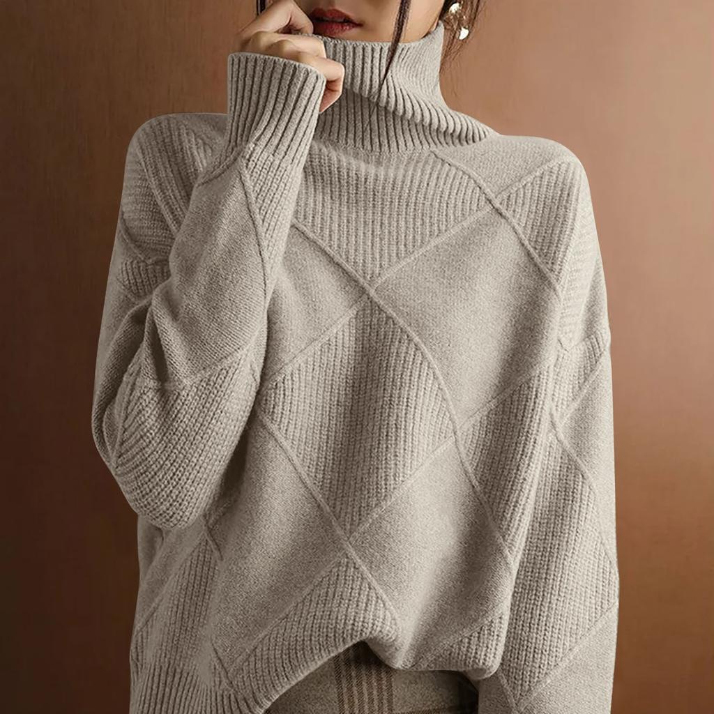 Женский пуловер из однотонного материала, свитер с круглым вырезом и длинными рукавами