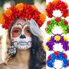 1Pc Day Of The Dead Artificial Marigold Hair Band Faux Chrysanthemum Headband Halloween Festival Party Flower Crown For Women