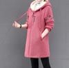 Women Patchwork Teddy Bear Coat, Ladies Casual Hooded, Long Sleeve Fleece Jacket, Loose, Warm, Thicken Jacket