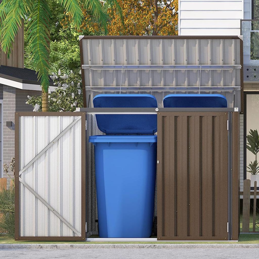 Metal Garden Storage Box Shed, 1.3m² Waterproof Outdoor Tool Organiser with Double Doors, Compact Galvanised Steel Small Sheds for Outside, Gray