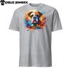 Colorful British Bulldog Unisex T-Shirt Unique Paint Splashes Design Sizes S-3XL