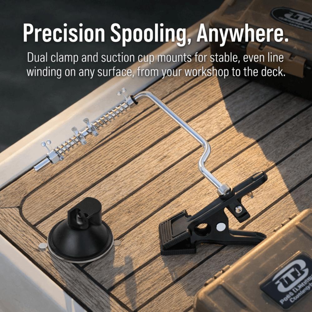 with Suction Cup and Clamp Fishing Line Spooler Reel Spooling Tool  for Multiple Size Spools