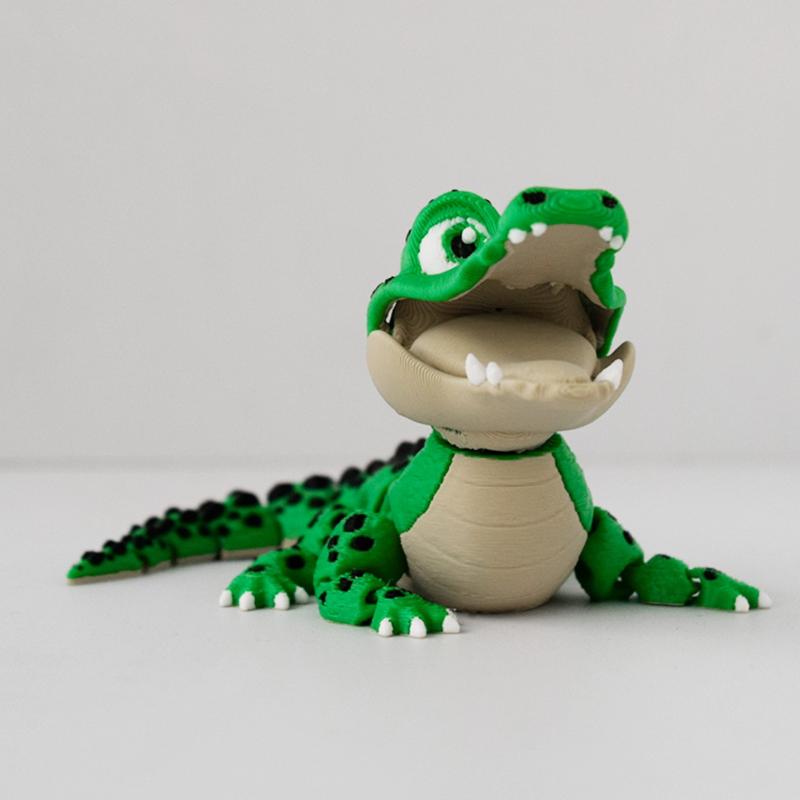 Реалистичная маленькая статуэтка-игрушка крокодила 3D-печать Игрушка Суставы Подвижный Крокодил Зоопарк Маленькое Животное Настольный Декор Детский Забавный Подарок