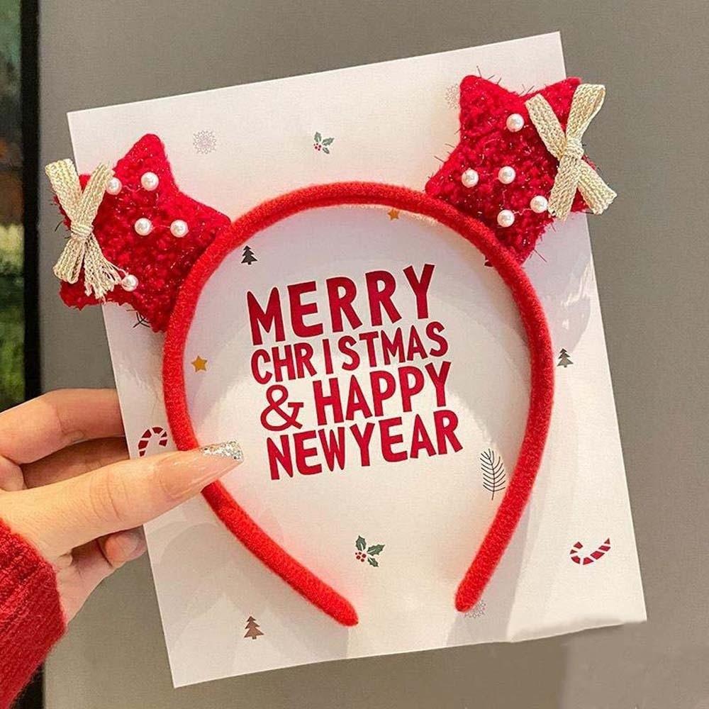 Shiny Sequin Santa Hat Hairband Bright Red Xmas Tree Headpiece Sequin Hair Hoop Family Matching