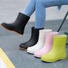 New Rain Shoes Women's Dopamine Cute Short Waterproof Rain Boots Casual Soft-soled Camping Treading Water Non-slip Wear-resistant Water Shoes