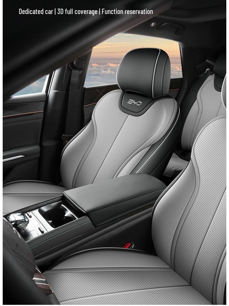 BYD Qin L Compatible Full Leather Car Seat Cushion - All-Season, Five-Seat Design