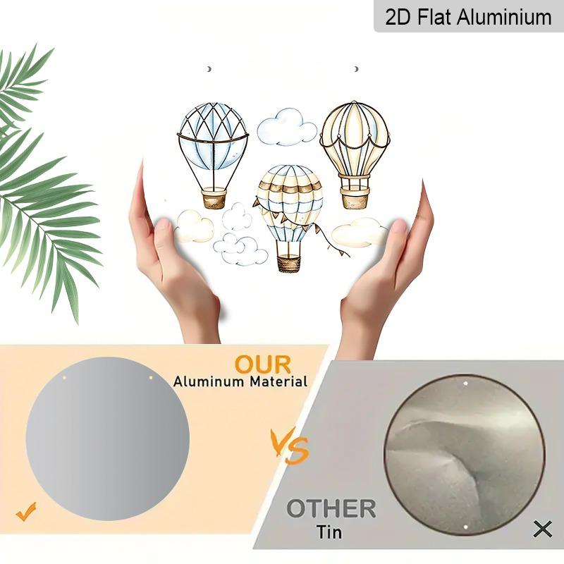 2D Flat Retro Aluminum Wall Stickers, Available in Multiple Sizes. Watercolor Hot Air Balloon Pattern Hanging Ornament, Fresh and Soothing Style, A