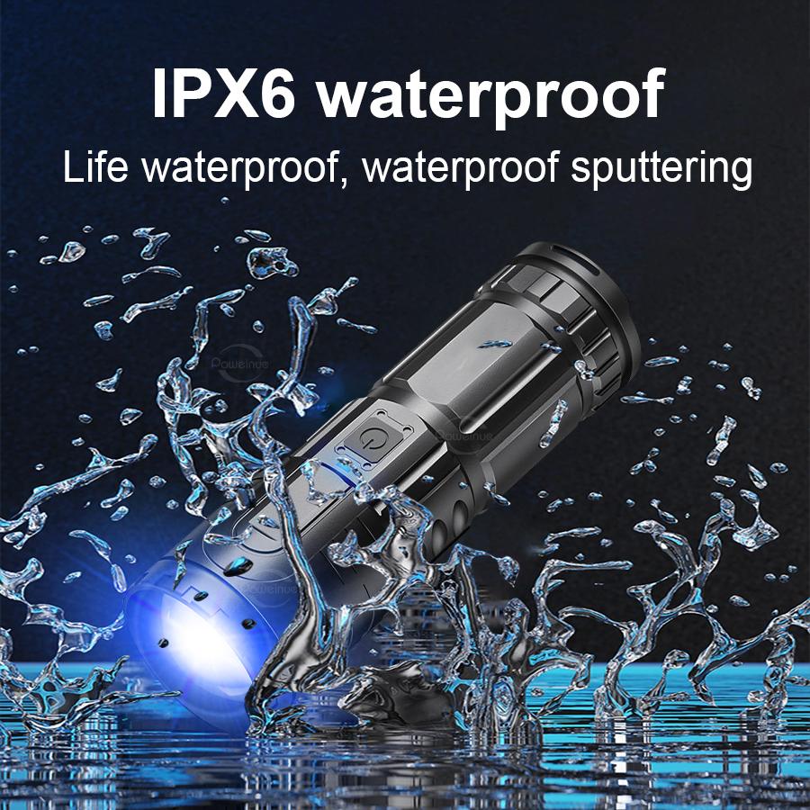 Мощный 300 Вт светодиодный фонарик из алюминиевого сплава, перезаряжаемый фонарик Type-C, подходит для удаленного дома, улицы, аварийного освещения и морозостойкости