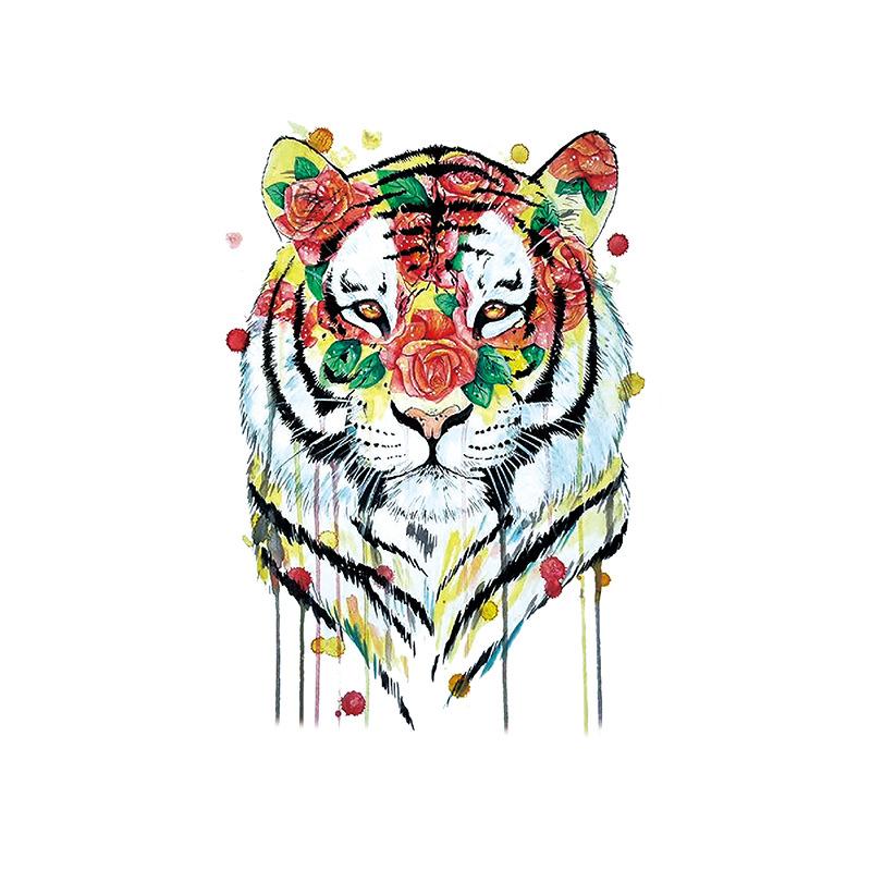 Голова тигра, голова волка, элемент татуировки, акварель, 3D, переносимый на воду, большой набор рисунков, водонепроницаемая наклейка для татуировки