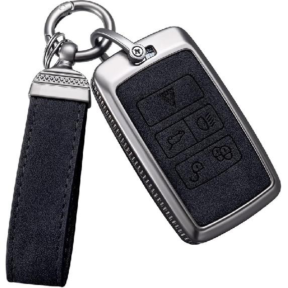 YO&YOYE For Land Rover Key Fob Cover With Keychain Leather Key Case Protector Compatible With Land Rover Vogue Range Discovery Rover Sport (Model2,