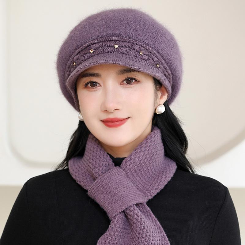 Зимние шапки для женщин, мам, пожилых людей среднего возраста, шерстяные шапки для езды на велосипеде, мягкие, толстые, теплые вязаные шапки
